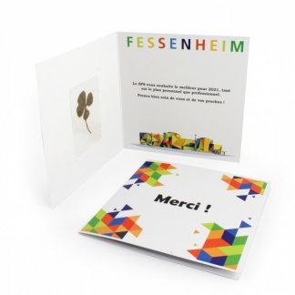 Carte De Voeux Avec Trèfle à 4 Feuilles Séché LUCKY Merci