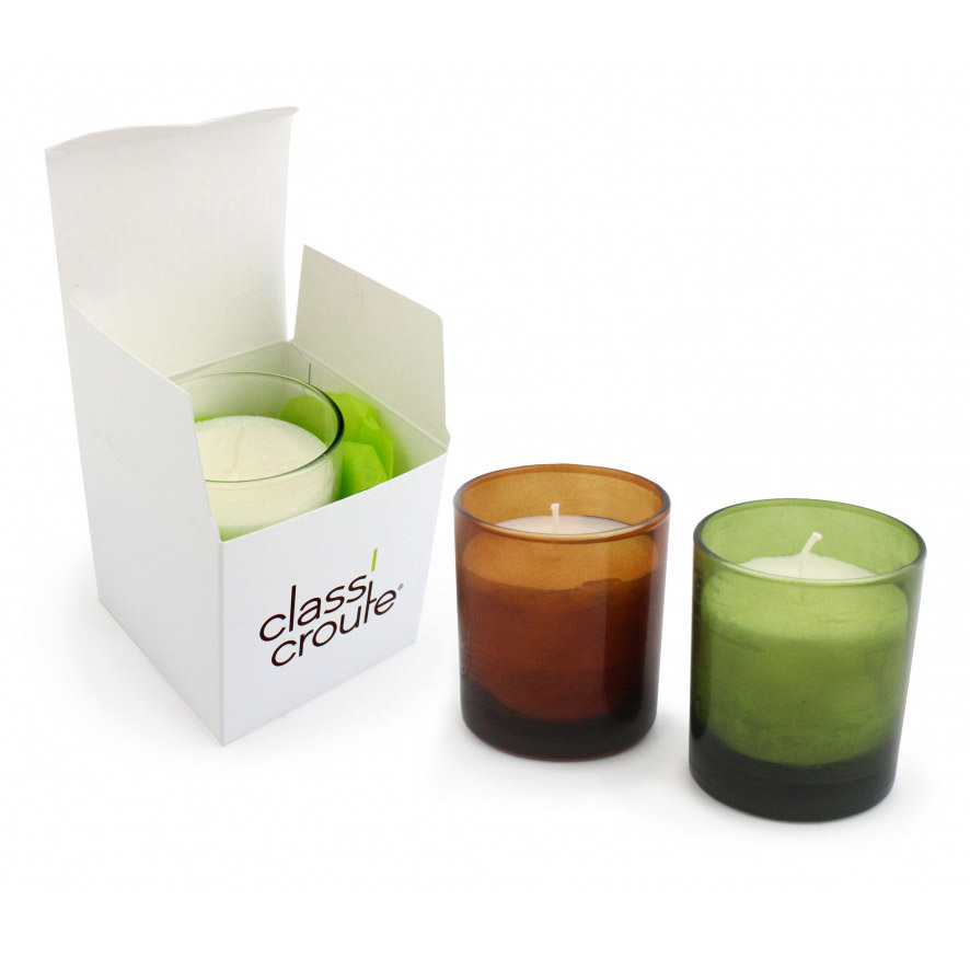 Bougie naturelle parfumée dans verre et boite personnalisée en carton – BOUGIE BOITE