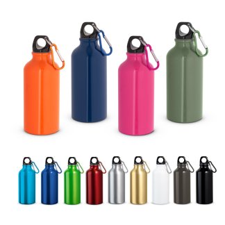 Gourde Personnalisée En Aluminium Avec Mousqueton 400ml LIFESTYLE Toutes Couleurs