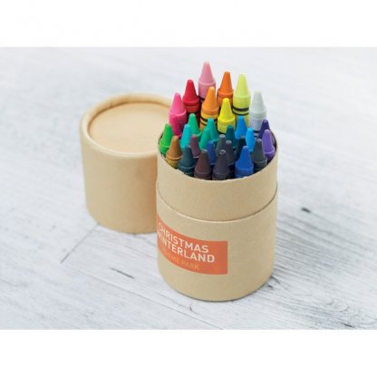 30 Petits Crayons De Cire Dans Tube En Carton Publicitaire Avec Marquage STRIPER