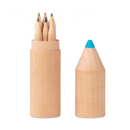 6 Petits Crayons De Couleur Dans Tube En Bois En Forme De Crayon Personnalisable PETIT COLORET