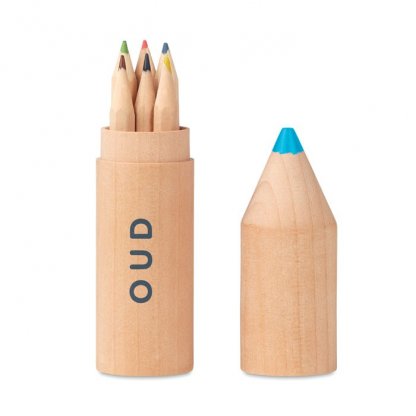 6 Petits Crayons De Couleur Dans Tube En Bois En Forme De Crayon Personnalisé Avec Logo PETIT COLORET