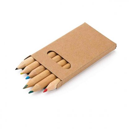 6 Petits Crayons De Couleur Publicitaire En Bois COLOR SET