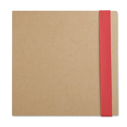 Bloc Carré + Notes + Stylo En Carton Recyclé Publicitaire Rouge QUINCY