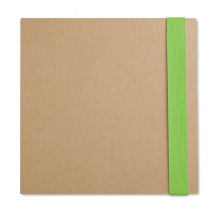 Bloc Carré + Notes + Stylo En Carton Recyclé Publicitaire Vert QUINCY