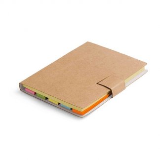 Bloc-notes de feuilles repositionnables en carton naturel personnalisable - fermé - BOOKY