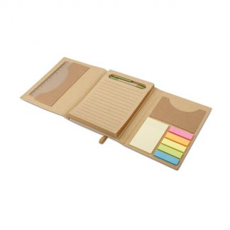 Bloc-notes personnalisable de feuilles repositionnables en carton naturel - ouvert - COMPLETO