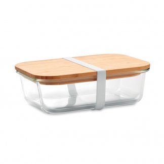 Boîte Repas Publicitaire En Verre Avec Couvercle Bambou TUNDRA LUNCHBOX