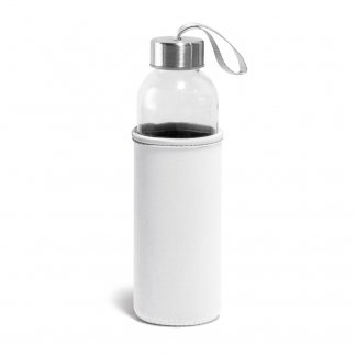 Bouteille personnalisable en verre avec housse en soft-shell - 520ml - beige - RAISE