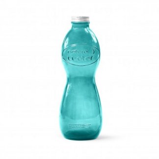 Bouteille publicitaire en verre recyclé verte - 1L - AQUA GLOUGLOU