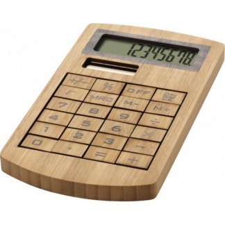 Calculatrice de poche solaire promotionnelle en bambou - naturel- BAMBOSOL