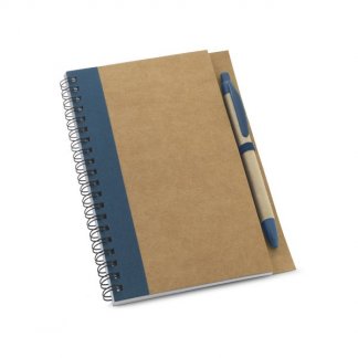 Carnet A5 + stylo personnalisable en carton naturel - bleu - CRAFT