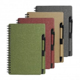 Carnet A6 personnalisable en carton recyclé avec son stylo - couleurs - RENOTE