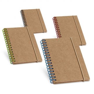 Carnet A6 publicitaire en carton naturel - 4 couleurs - POCKET SPIRALE