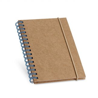 Carnet A6 publicitaire en carton naturel - Bleu - POCKET SPIRALE