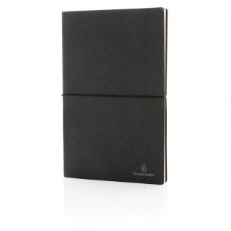 Carnet de notes A5 personnalisé en cuir recyclé - Gris Anthracite debout - ECO VOYAGE