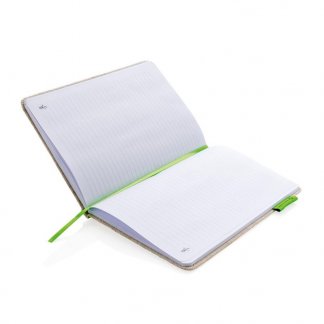 Carnet personnalisable A5 en jute et coton - Ouvert - ECO XD JUTE