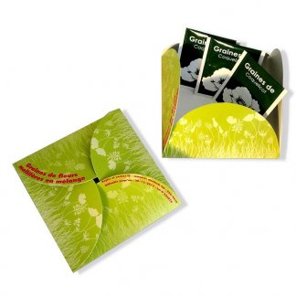 Carte de voeux fleur avec sachet de graines personnalisée - ouvert-fermé - CARTEFLEUR