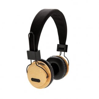 Casque audio publicitaire sans fil en bambou - ROUND SOUND