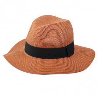 Chapeau personnalisable ajustable en paille de papier - terracotta - FEDORA