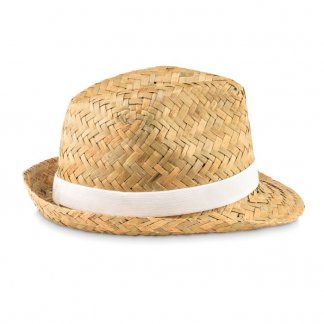 Chapeau personnalisé en paille naturelle - Côté Blanc - MONTEVIDEO