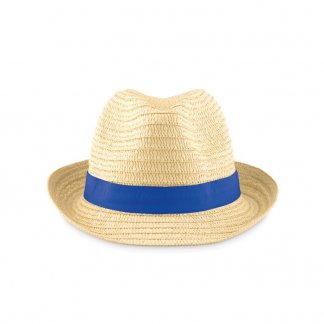 Chapeau promotionnel en paille de papier - bleu - BOOGIE