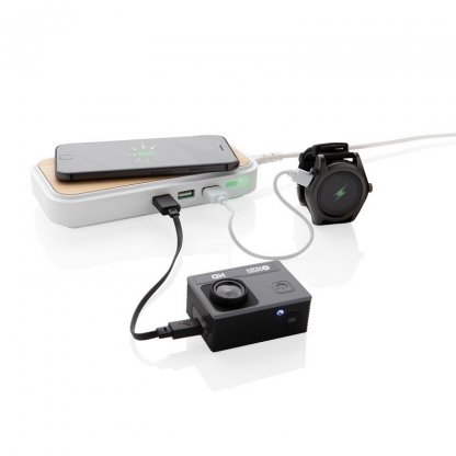 Chargeur Personnalisable à Induction Et USB En Bambou 3W FULLPOWER