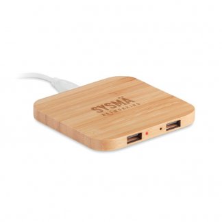 Chargeur publicitaire sans fil en bambou - CUADRO
