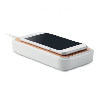 Chargeur Sans Fil Par Induction Avec Hub USB En Bambou Et ABS Personnalisable Avec Téléphone OYAMA