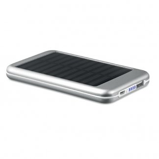 Chargeur solaire publicitaire en aluminium - 4000mAh - Argent - SOLARFLAT