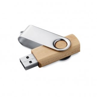 Clé USB promotionnelle pivotante en bois + métal - Naturel - DEXTER