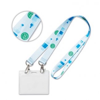 Cordon tour de cou avec 2 crochets personnalisé en bouteilles plastiques recyclées - LANYARD