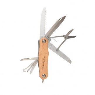 Couteau pliable 11 fonctions en bois promotionnel - logo - ALLWOOD