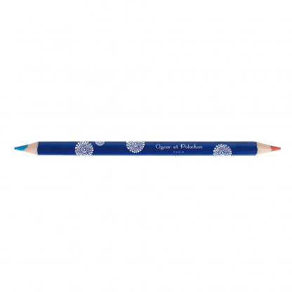 Crayon Bi Couleur Promotionnel En Bois De Cèdre Certifié Bleu BI COUL