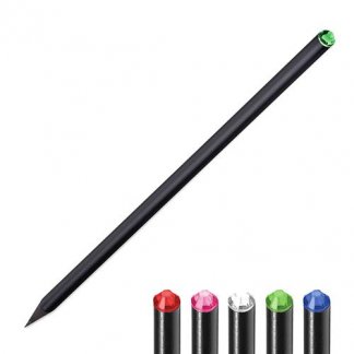 Crayon noir avec cristal Swarovski en bois certifié publicitaire - CRYSTAL TIPPED