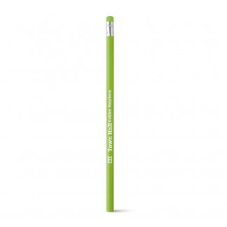 Crayon personnalisé avec tête gomme en bois - Vert clair avec logo - ATENEO