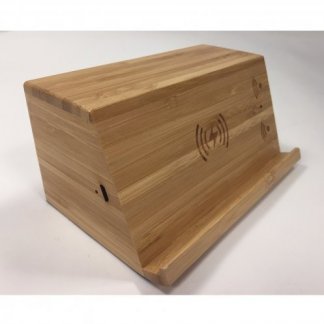 Enceinte bluetooth avec chargeur induction promotionnelle en bois - arrière - WOODSONG