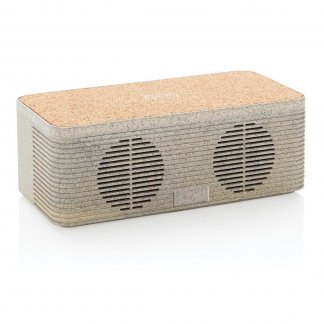 Enceinte bluetooth avec chargeur induction publicitaire en paille de blé - BADGEROD