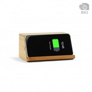 Enceinte bluetooth publicitaire avec chargeur téléphone induction en bois - WOODSONG