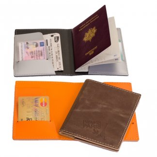 Etui passeport et cartes de crédit publicitaire en cuir recyclé - TRIPASSEPORT