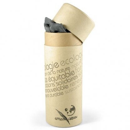 Foulard à Franges Publicitaire En Bambou Dans Boîte En Carton Recyclé Gris MADRAS