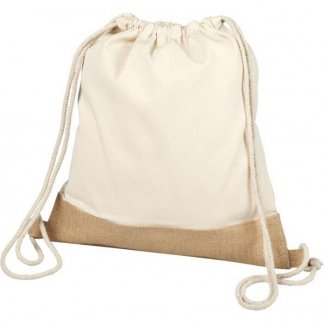 Gym bag personnalisé en coton et toile de jute - 150g - 33x44cm - debout - DELHI