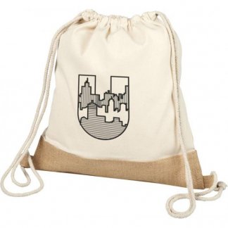 Gym bag publicitaire en coton et toile de jute - 150g - 33x44cm - logo - DELHI