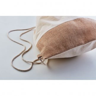 Gym bag publicitaire en coton et toile de jute - 160g - 38x41cm - en situation - INDIA