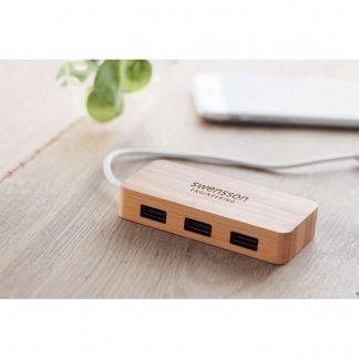 Hub USB 3 promotionnel  personnalisé en bambou - VINA