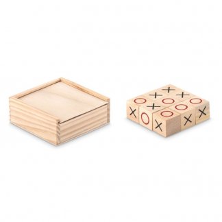 Jeu de morpion en bois publicitaire - ouvert - TIC TAC TOE