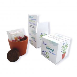 Kit de plantation dans cube en carton recyclé personnalisé - Blanc - CUBE DE PLANTATION