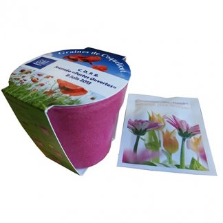 Kit de plantation dans pot en bambou biodégradable publicitaire - rose - TENDANCE ECOLO