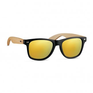 Lunettes de soleil en bambou personnalisées - ouverte jaune - CALIFORNIA TOUCH