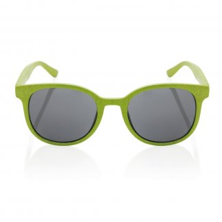 Lunettes de soleil en fibre de paille promotionnelles - face verte - bleu côté - SOLPAILLE